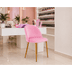 thumbnail image 3 of Silla de Comedor de Terciopelo con Patas de Acero Acabado Tipo Madera Estilo Moderno - Silla de Comedor Tapizada Minimalista con Relleno Suave Rosa, 3 of 8