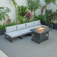 thumbnail image 3 of LeisureMod Chelsea 5-Piece Middle Patio Chairs and Fire Pit Table Set With Cushions, Light Grey, 3 of 9