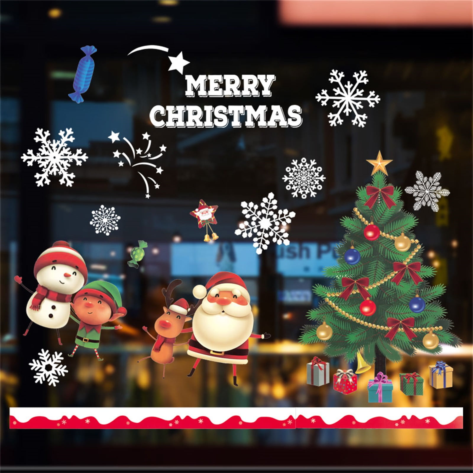 Heiheiup DIY Portable Window Decal Christmas Theme Santa Snowflake Window  Sticker DIY Portable Window Decal Christmas Theme Santa Snowflake Window  Sticker Positive Stickers for Adults 