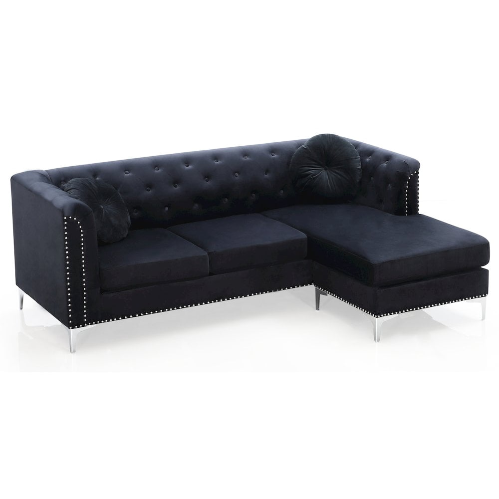 Glory Furniture Pompano Sofa Chaise in Black Color