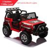 PWFE 12 Volt Kids Electric Car Kids Ride On Car with Remote Control,  2 Seats Kids Truck with LED Lights, Wheels Suspension, Music, Horn, 110lbs Load(Red)