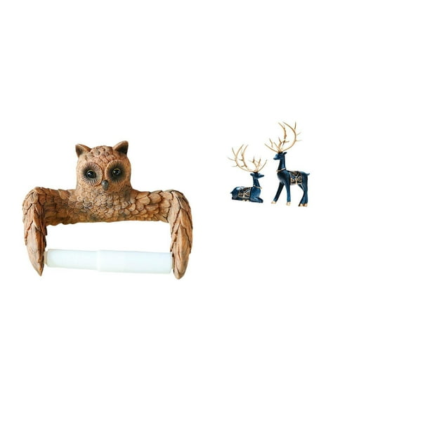 Soporte de papel higiénico,Escultura de pared de búho con porta rollo de papel higiénico,Estatua de alce y ciervo,Figuras de alce y ciervo,decoración del hogar,estatuas de resina,Estatua de