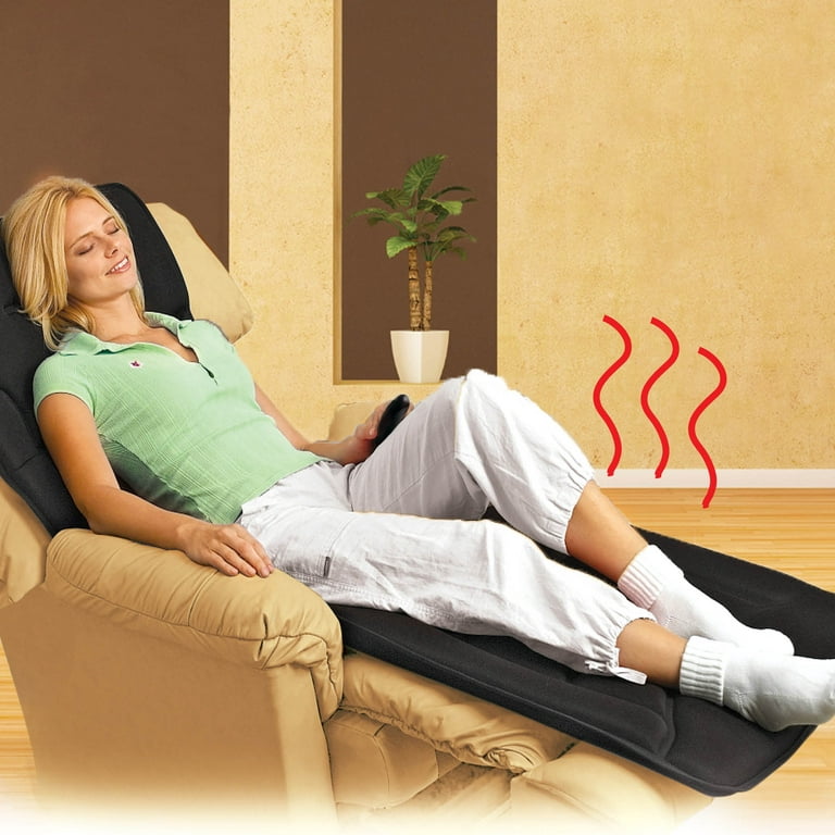 Back & Body Massager Chair Pad with Remote - 10-Motor Heated, Slate