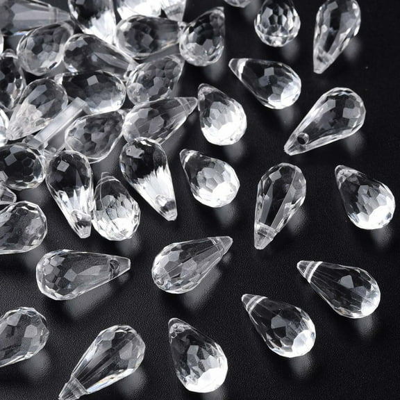 500g Transparent Acrylic Pendants Faceted Teardrop Clear 17.5x9mm Hole: 2mm 818pcs/500g