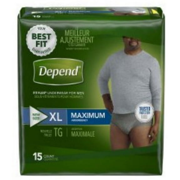 Depend FIT-FLEX Adult Underwear Pull On X-Large Disposable Heavy Absorbency, 47930 - Pack of 15