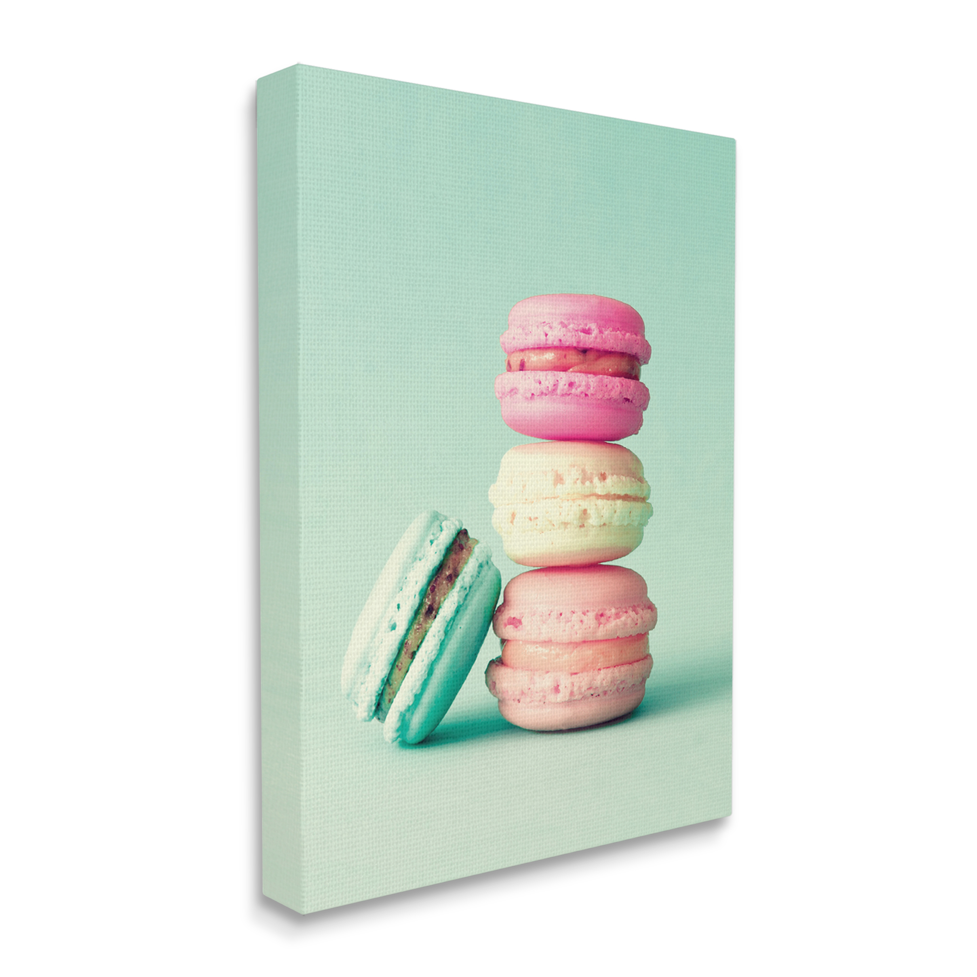 Stupell Industries Pastel Macaron Cookie Dessert Turquoise Background, 16 x 20, Design by Incado