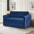 thumbnail image 2 of DEALTOPS Pull Out Sofa Bed, Convertible Loveseat Sleeper with Side Pockets, Blue, 2 of 8