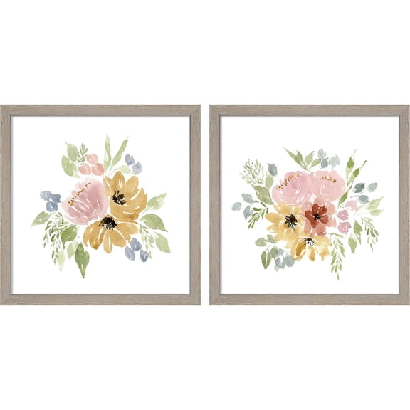 Great Art Now Gwen Bouquet by Lucille Price, 2 Piece Framed Art Set Each 13"W x 13H