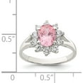 thumbnail image 4 of Sterling Silver Pink Oval Cz Cluster Ring (Size 8) Made In Thailand qr4382-8, 4 of 5