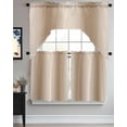 thumbnail image 3 of Khaki Ombre Kitchen Curtain and Valance Set 3 Pieces,Rod Pocket Short Tier Curtains 24 Inch Length,Modern Abstract Art Farmhouse Gradient Swag Topper Small Window Treatment for Cafe Bathroom Bedroom, 3 of 6