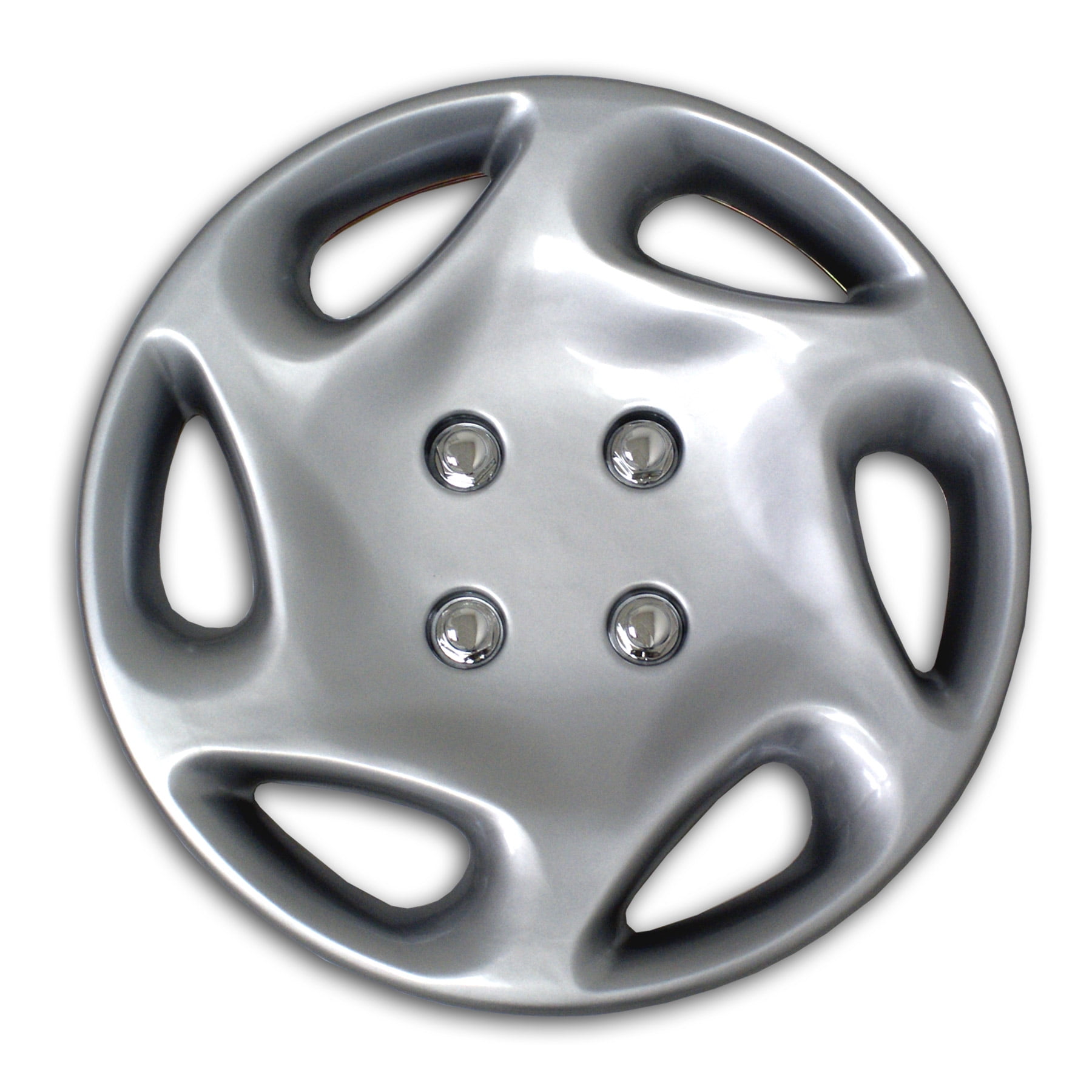 Set of 4 Metallic Silver Hubcaps 14" Type 2 WSC2018S14 Hub Caps