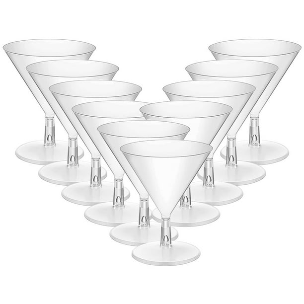 10 vasos de plástico para cóctel, vino, champán, martini y whisky.