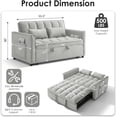thumbnail image 2 of ShiKeyi 3 in 1 Convertible Sleeper Futon Sofa Bed, 55" Pull Out Sofa Bed with Storage Pocket/Side Pocket/2 Pillows for Living Room, Gray, 2 of 5