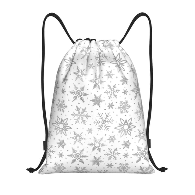 Xecao Snowflake Minimalist Pattern Sports Drawstring Backpack - String Swim Gym Bag with Wet Proof Pocket for Women&Men-Medium