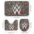 thumbnail image 3 of WWE 4 Pcs Shower Curtain Sets with Rugs, Bath Mat, U Shape And Toilet Lid Cover Mat And 12 Hooks, Cartoon Bathroom Set with Shower Curtain And Rugs And Accessories, 3 of 8