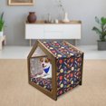 thumbnail image 3 of Space Pet House, Universe Themed Illustration with Earth Moon Constellations Saturn Rockets Stars, Outdoor & Indoor Portable Dog Kennel with Pillow and Cover, 5 Sizes, Multicolor, by Ambesonne, 3 of 5