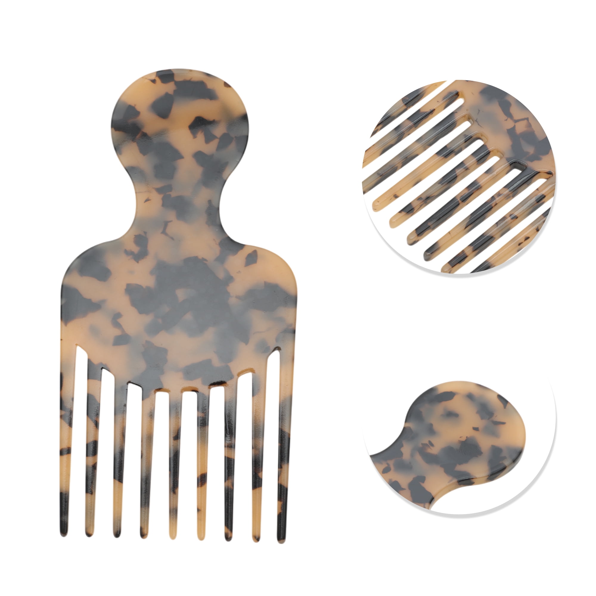 Unique Bargains 1 Pc Round Handle Marble Hair Insert Comb for All Hair Types Light Brown