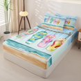 thumbnail image 2 of Erosebridal Summer Beach Flip Flop Sandal Zipper Queen Comforter Set with Fitted Sheet and 2 Pillowcases,Coastal Wave Seaside Shell Zipper Bedding Set For Girls,Navy Blue Reversible,4-Piece, 2 of 7