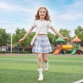 thumbnail image 6 of Girls Plaid Pleated Skirt, Elastic High Waist Tennis School Uniform Skirt for Girls Blue,11-12 Years, 6 of 9