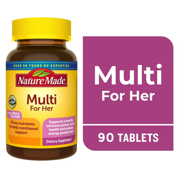 Nature Made Multi Vitamin For Women Tablets, Womens Multivitamin for Nutritional Support, 90 Ct