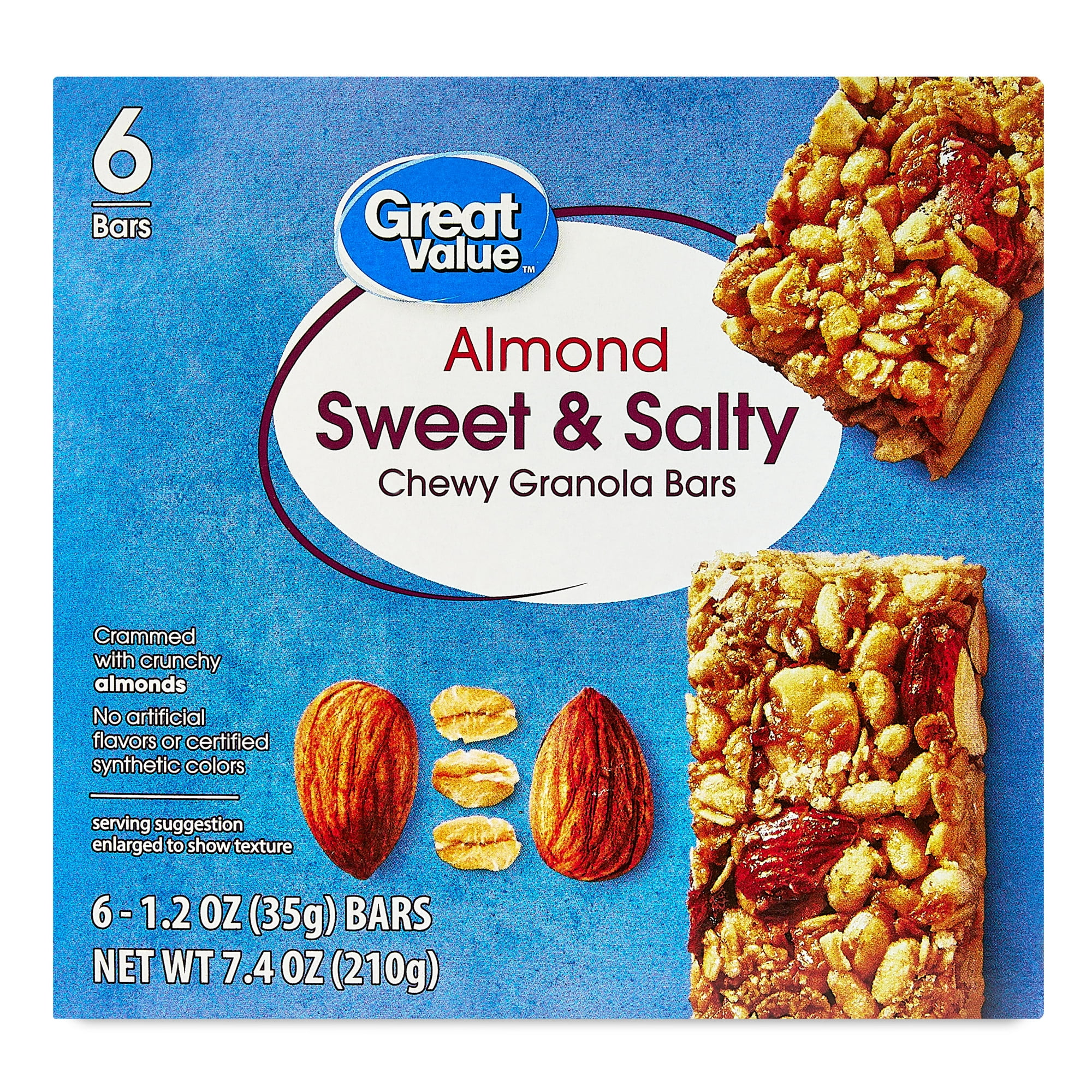 Great Value Almond Sweet & Salty Chewy Granola Bars, 7.4 oz, 6 Count
