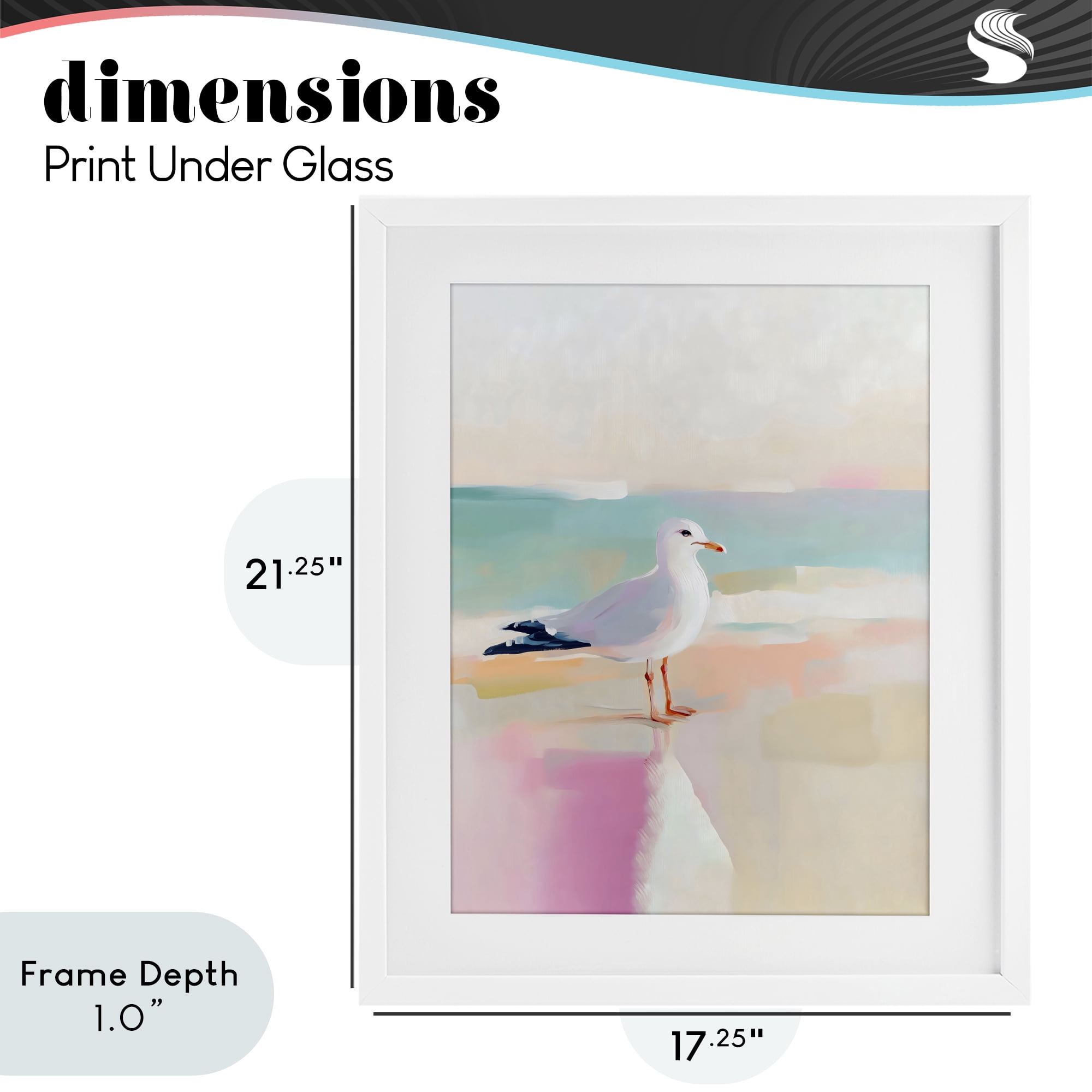 Stupell Industries Seagull Beach Tranquil Reflection White Framed Print Under Glass, design by The Prints Vibe
