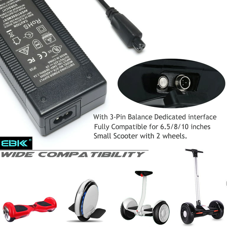 Hoverboard Charger, CJBIN 42V 2A Electric Scooter Charger, Hoverboard  Charger Uk 3 Pin, Scooter Charger Adapter for Electric Self-Balancing  Scooter, Segway Hoverboard, Two Wheel Drifting Board: : Sports  & Outdoors