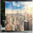 thumbnail image 3 of Ambesonne NYC Scene Shower Curtain, Sunset Urban Aerial Photo, 69"Wx70"L, Cobalt Blue Multicolor, 3 of 4