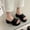 black, variant on 2026 New European and American Style Women's Leopard Print Platform Wedge Slide Sandals, Open Toe Thick Sole Slip-On Slippers