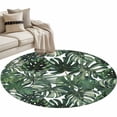 thumbnail image 2 of Green Palm Leaves Round Area Rug 3.3 FT, Non Slip Small Entryway Kitchen Mat, Summer Tropical Leaf Vintage Washable Soft Circular Rug Non-Shedding Door Mat for Bathroom Playroom Kids Room, 2 of 9