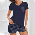 thumbnail image 2 of Fheaev 2 Piece Sets Summer Pajamas Womens Tops And Shorts Sleepwear Outfits Sets Casual V-Neck Blouse Top Elastic Waist wear Sets 2024 Trendy Home Wear Pajamas Sleepwear Sets, 2 of 6