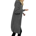 thumbnail image 3 of Women's Long Hooded Sweaters Full-Zip Cardigan Sweater Solid Long Sleeve Drawstring Hoodies Cardigans Coat with Pocket Tunic Sweatshirts Loose Fall Outfits, 3 of 6