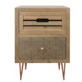 thumbnail image 3 of BTMWAY Modern Farmhouse Nightstand, Antique Style Solid Wood Bedside Table with 2 Storage Drawers and Metal Feet, Rustic Night Stand Wooden End Table for Bedroom Kids Room Living Room, Natural, 3 of 7