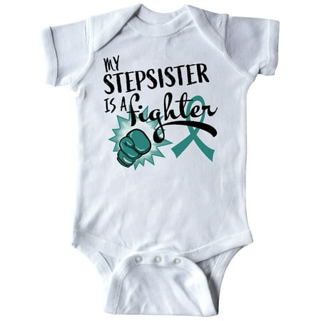 

Inktastic Ovarian Cancer Awareness My Stepsister is a Fighter Gift Baby Boy or Baby Girl Bodysuit