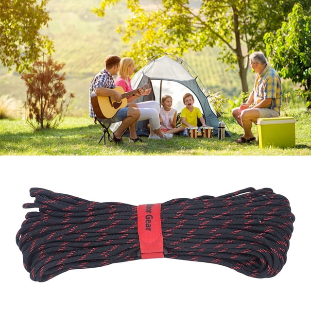 Parachute Rope, Soft and Strong Paracord Easy To Carry Light Weight for Camping Black,Black Red