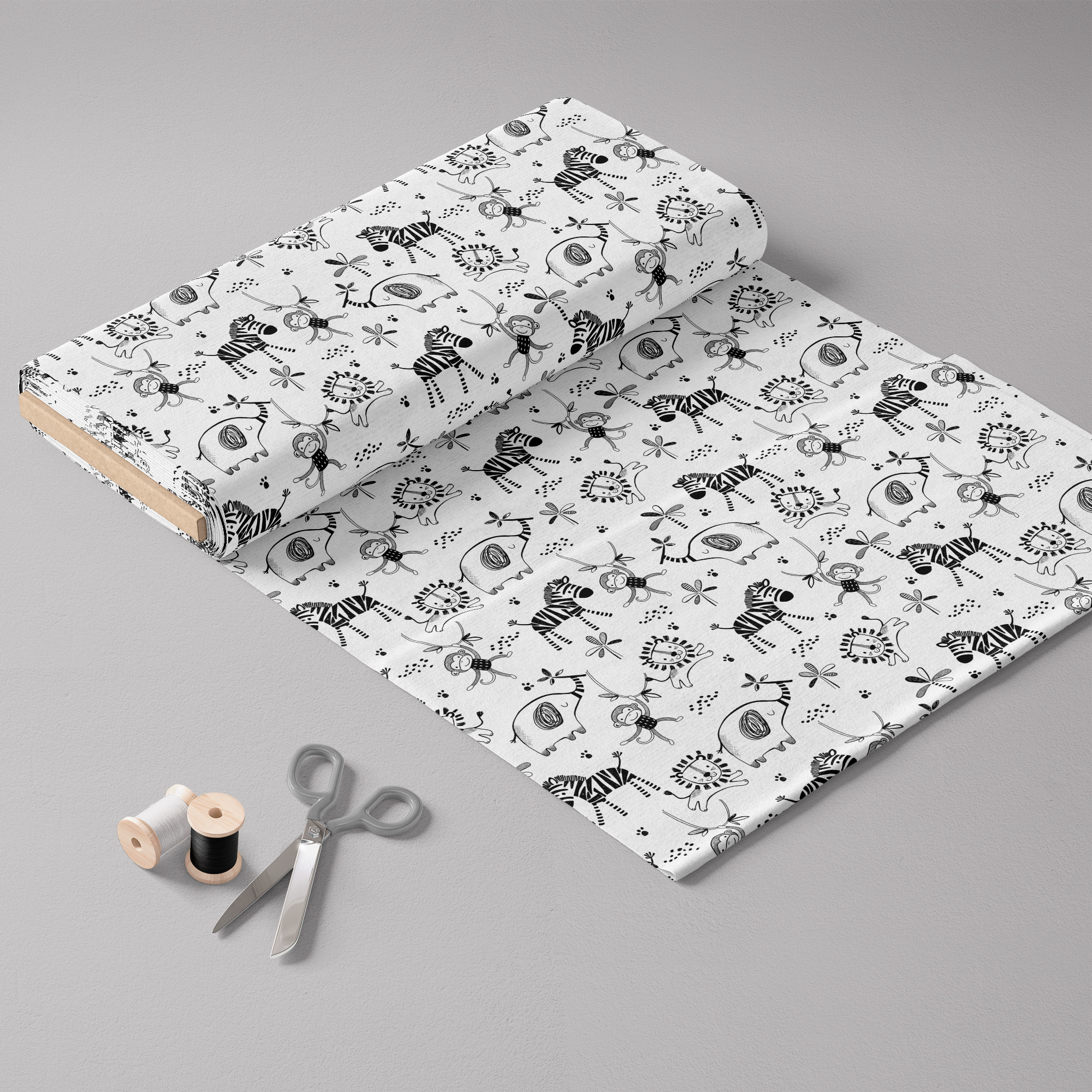 Mainstays 44" Width Cotton Flannel Safari Black/White Fabric 8 Yard Bolt