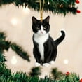 thumbnail image 4 of Cat Ornament Acrylic 2D Flat Funny Christmas Halloween Cats Decor Cute Black White Cat Hanging Gift for Tree Home Holiday Decor Car Interior Cat Lovers Decoration Pendant, 4 of 7