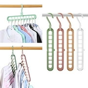 Magic Space Saving Clothes Hangers Multifunctional Smart Closet Organizer Premium Wardrobe Clothing Cascading Hanger 9 Slots, Innovative Design for Heavy Clothes, Shirts Pants Dresses Coats(4 Pack)