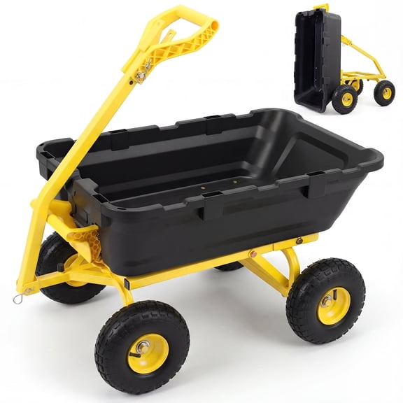 Sekey 1000 lb Garden Dump Cart with Foldable Feature, Black
