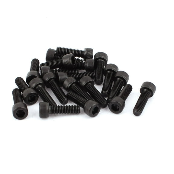 Unique Bargains M6x20mm 12.9 Alloy Steel Screw Cap Point Hex Socket Screws Bolts Black 20Pcs