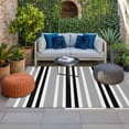thumbnail image 2 of Black Grey Stripes Outdoor Rug for Patio/Deck/Porch, Non-Slip Large Area Rug 5 x 7 Ft, Simple Striped Lines Minimalist Modern Indoor Outdoor Rugs Washable Area Rugs, Camping Rug Carpet Runner, 2 of 8