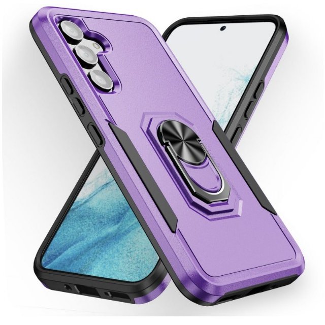 TopSave Dual Layer Shockproof Magnetic Kickstand Cell Phone Cover Protective with Rugged Ring Holder Heavy Duty Case For Samsung Galaxy A14, Purple