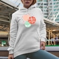 thumbnail image 2 of Merry and Bright with Hand Drawn Christmas Balls Art Merch Gift, White Hooded Sweatshirt or Hoodie, Small, 2 of 5
