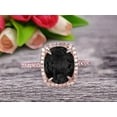 thumbnail image 3 of 2 Carat Big Oval Shape Black Diamond Moissanite Engagement Ring Wedding Ring in 10k Rose Gold Halo Design Art Deco Personalized for Brides, 3 of 6