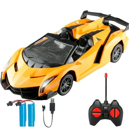 Remote Control Car RC Cars Xmas Gifts for Kids 1/18 Scale Electric Sport Racing Hobby Toy Car Lamborghini Model Vehicle with Lights Kids Toys Gifts for 4 5 6 7 8 Year Old Boys