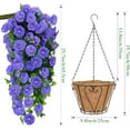 thumbnail image 3 of Artificial Hanging Outdoors, Artificial Hanging Baskets with Flowers, Silk Flowers for Front Porch Patio Outside Urn Fillers Spring Summer Decor (Purple), 3 of 5