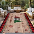 thumbnail image 2 of Red Plaid Christmas Outdoor Rug for Patio/Deck/Porch, Non-Slip Large Area Rug 5 x 8 Ft, Vintage Xmas Tree Winter Wooden Indoor Outdoor Rugs Washable Area Rugs, Reversible Camping Rug Carpet Runner, 2 of 8