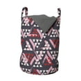 thumbnail image 1 of Geometric Laundry Bag, Hand Drawn Paintbrush Stroke Triangles, Hamper Basket with Handles Drawstring Closure for Laundromats, 13" x 19", Eggshell Vermilion Pink, by Ambesonne, 1 of 4