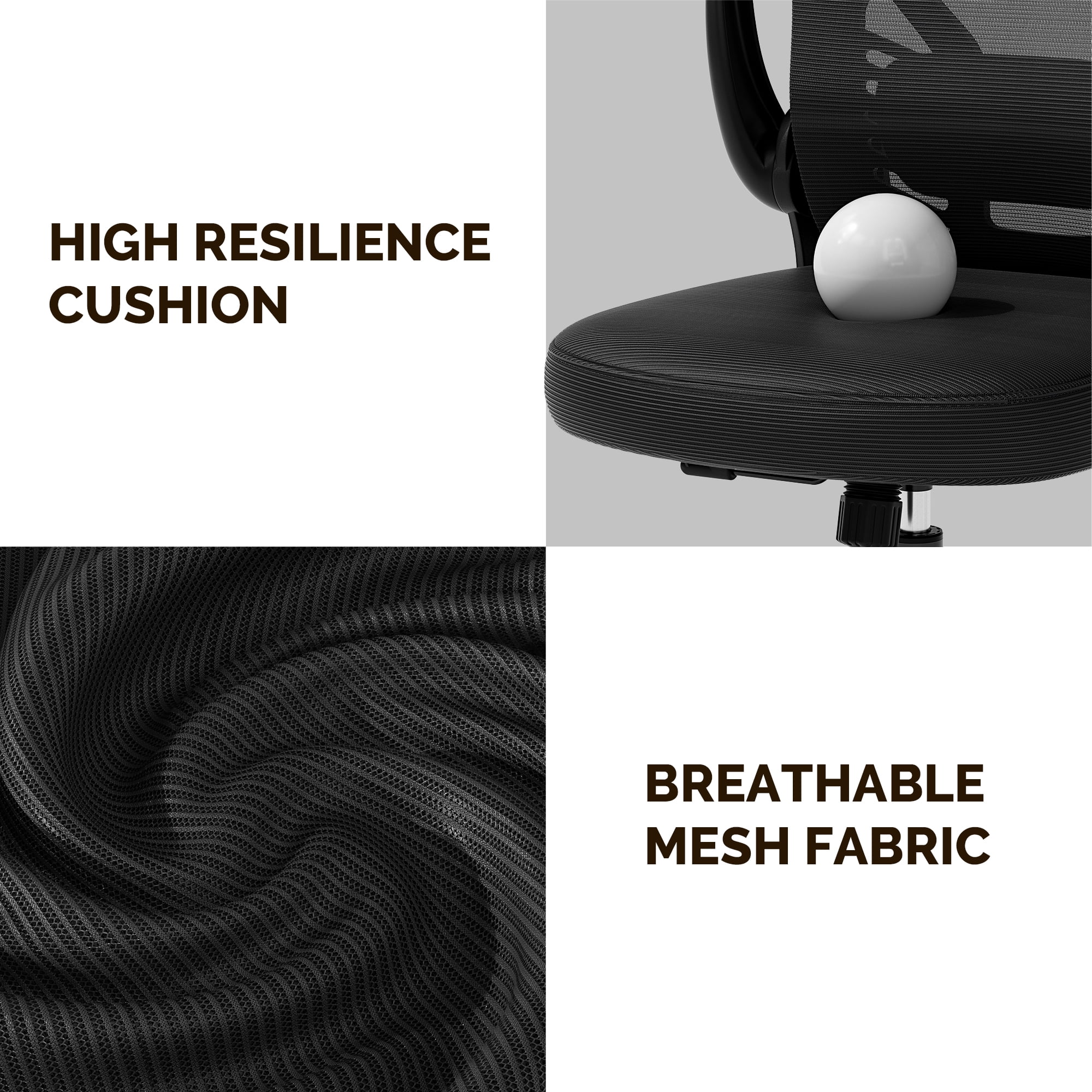 iooHug Ergonomic Mesh Office Chair, Computer Desk Chair with Adjustable Lumbar Support and 3D Armrests, Swivel Task Chair for Home Office, Black