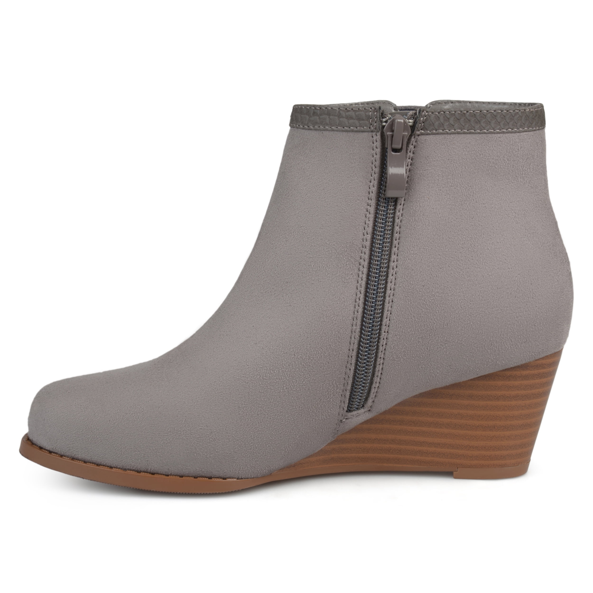 breana faux suede wedge bootie